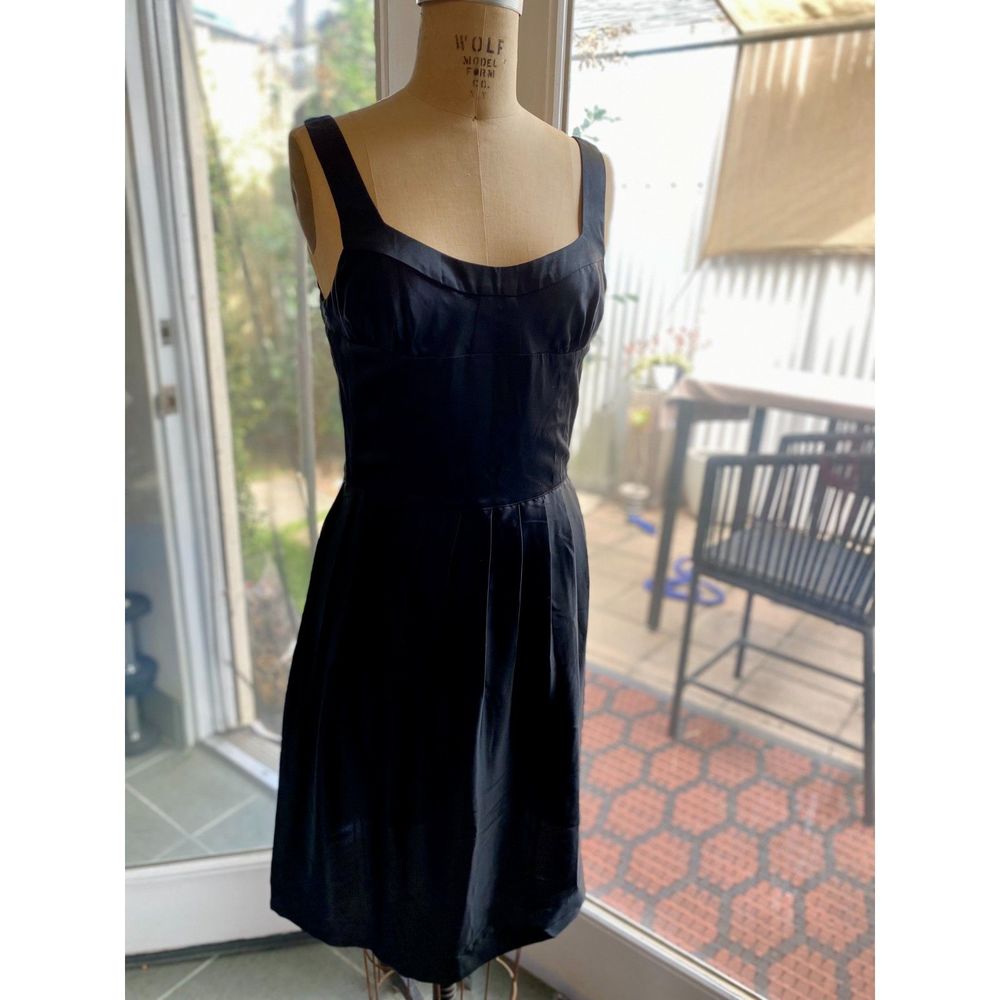 Myth and Ritual Black 100% Silk Sleeveless Midi Dress Size 8